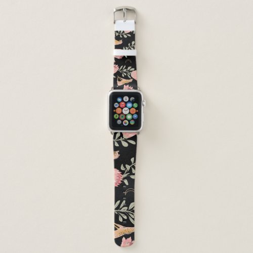 Hyena  Protea Dark Vintage Pattern Apple Watch Band
