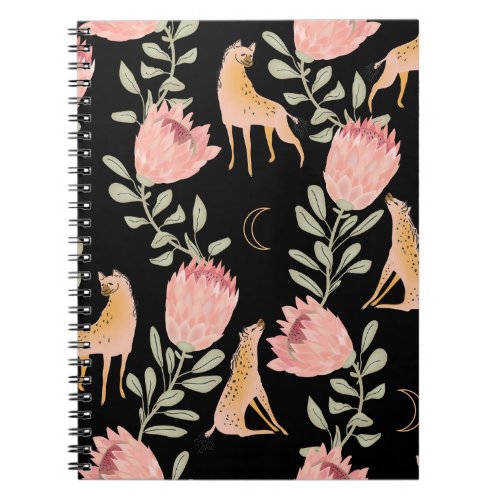 Hyena  Protea Dark Vintage Pattern Notebook