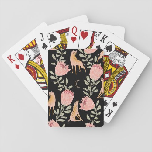 Hyena  Protea Dark Vintage Pattern Playing Cards