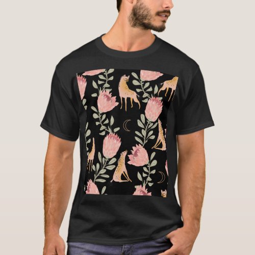 Hyena  Protea Dark Vintage Pattern T_Shirt