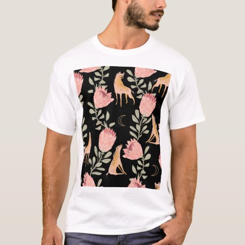 Hyena  Protea Dark Vintage Pattern T_Shirt