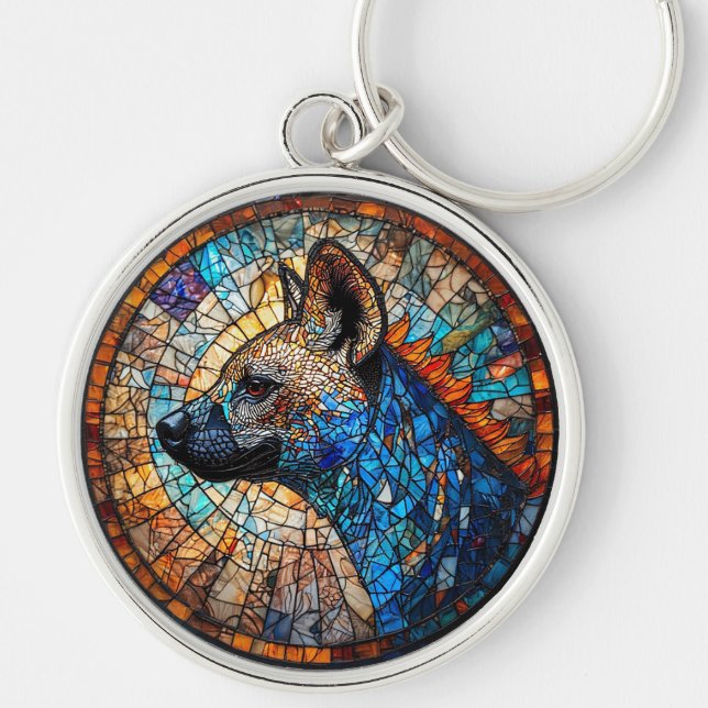 Hyena Stained Glass Artwork Keychain (Front)