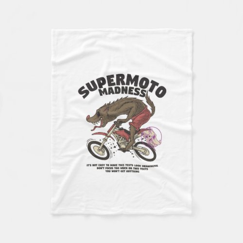hyena supermoto biker retro cartoon emblem fleece blanket