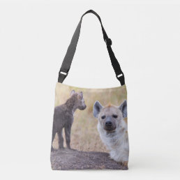Hyena with young one crossbody bag
