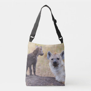 Hyena with young one crossbody bag