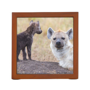 Hyena with young one desk organizer