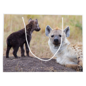 Hyena with young one large gift bag