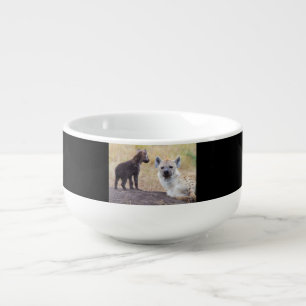 Hyena with young one soup mug