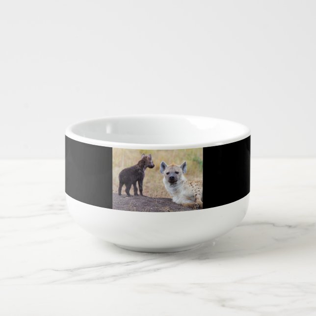 Hyena with young one soup mug (Front)
