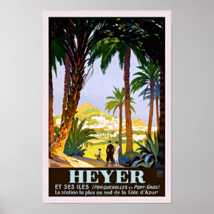 Hyeres France Vintage Travel Advertising Poster
