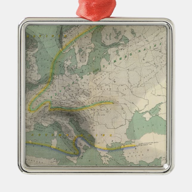 Hyetographic map Europe Metal Ornament (Front)