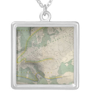 Hyetographic map Europe Silver Plated Necklace