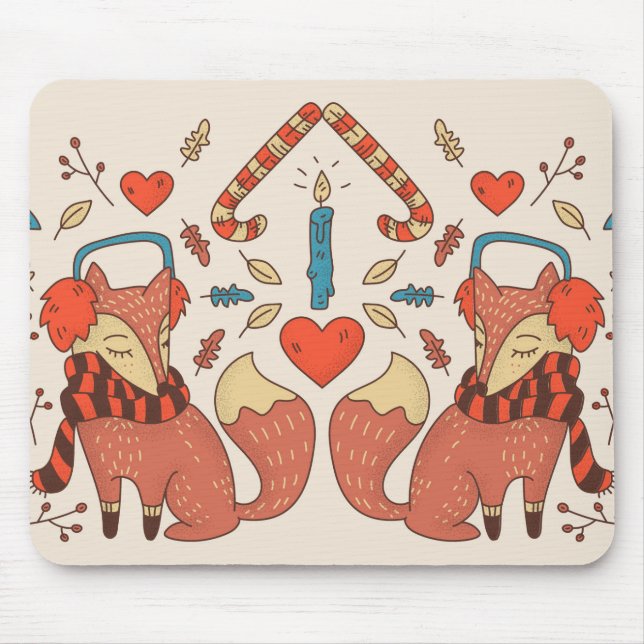 Hygee Christmas Fox Mouse Pad (Front)