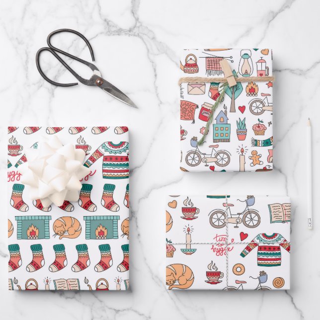 Hygee Christmas Jumper Pattern Wrapping Paper Sheets (Front)