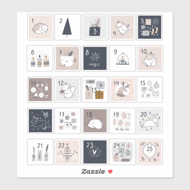 Hygge advent calendar holiday Christmas magic Sticker (Sheet)