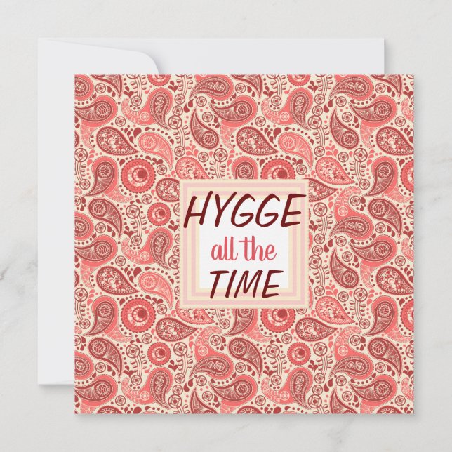 HYGGE all the Time Cozy Pink Paisley Card (Front)