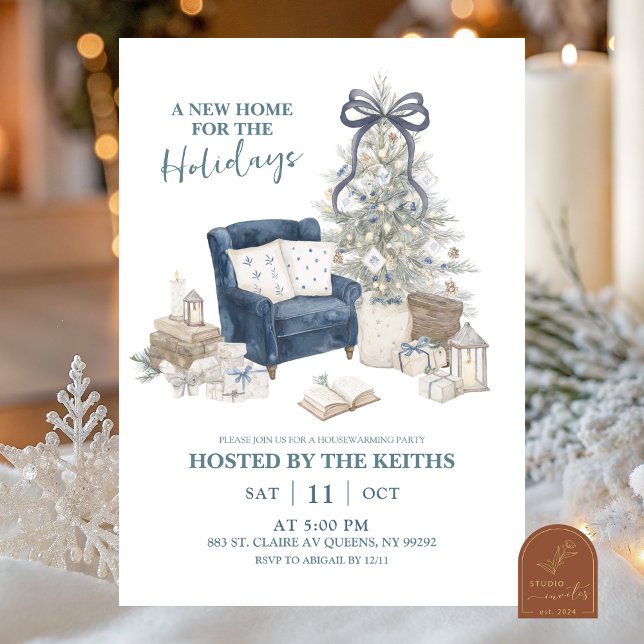 Hygge Blue Winter New Home for Holiday Invitation (Creator Uploaded)