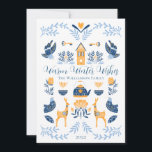 Hygge Blue | Yellow Unique Warm Winter Wishes Holiday Card<br><div class="desc">Perfect for your winter holiday greetings,  this unique "Warm Winter Wishes" editable design features an array of hygge style graphics arranged into a unique pattern that is cozy and cheerful.  Composite design by Holiday Hearts Designs.</div>