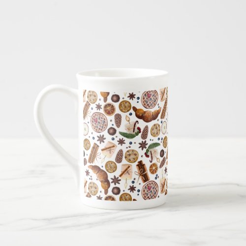 Hygge Christmas Cookie Pattern Bone China Mug