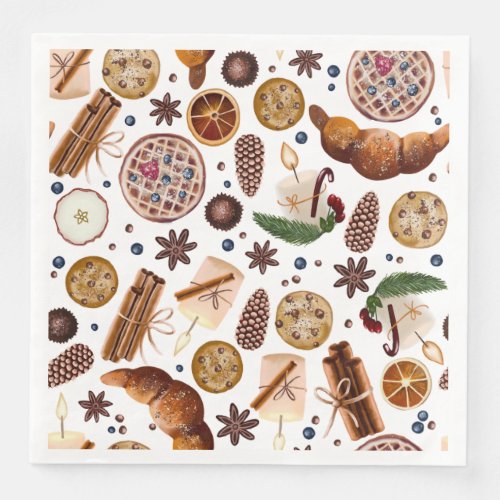 Hygge Christmas Cookie Pattern Paper Dinner Napkins