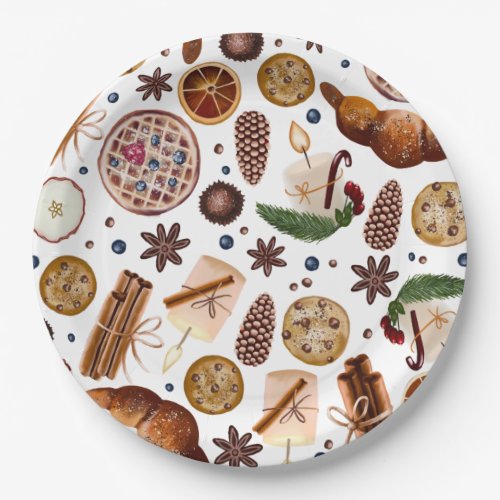 Hygge Christmas Cookie Pattern Paper Plates