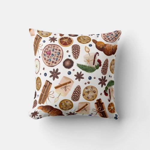 Hygge Christmas Cookie Pattern Throw Pillow