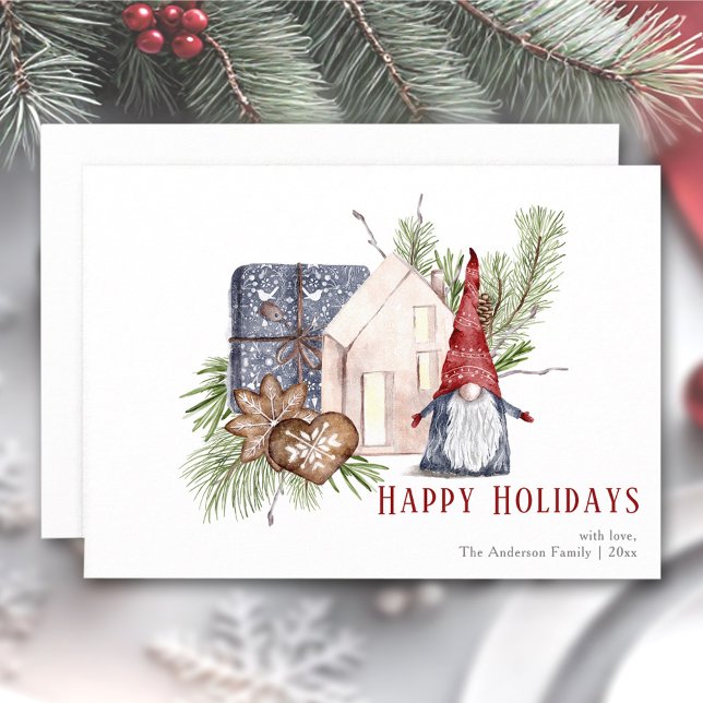 Hygge Christmas Cute Gnome Nordic Holidays Card (Hygge Christmas Cute Gnome Nordic Holidays Card)
