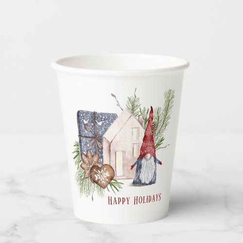 Hygge Christmas Cute Gnome Nordic Holidays Paper Cups