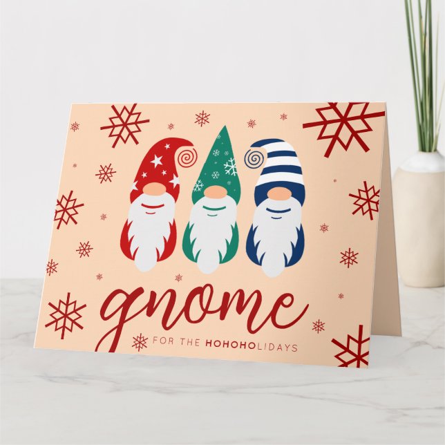 Hygge Christmas Gnome for the Holidays Snowflakes Card (Front)