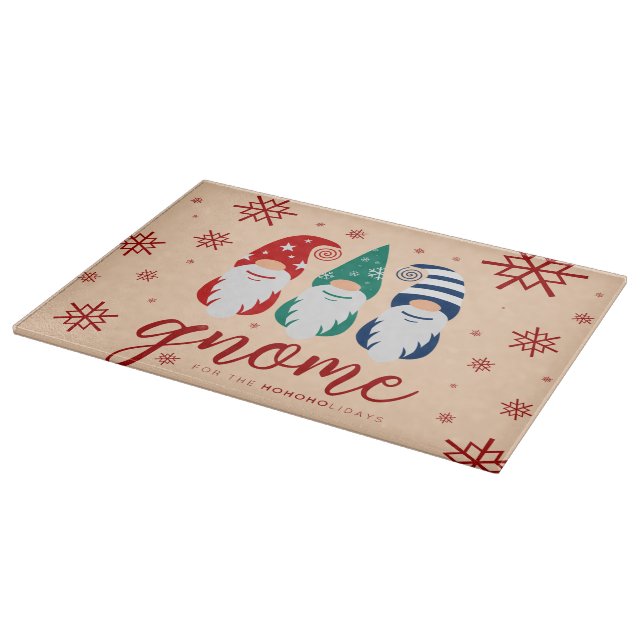Hygge Christmas Gnome for the Holidays Snowflakes Cutting Board (Corner)