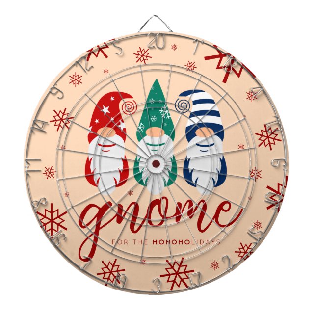 Hygge Christmas Gnome for the Holidays Snowflakes Dart Board (Front)