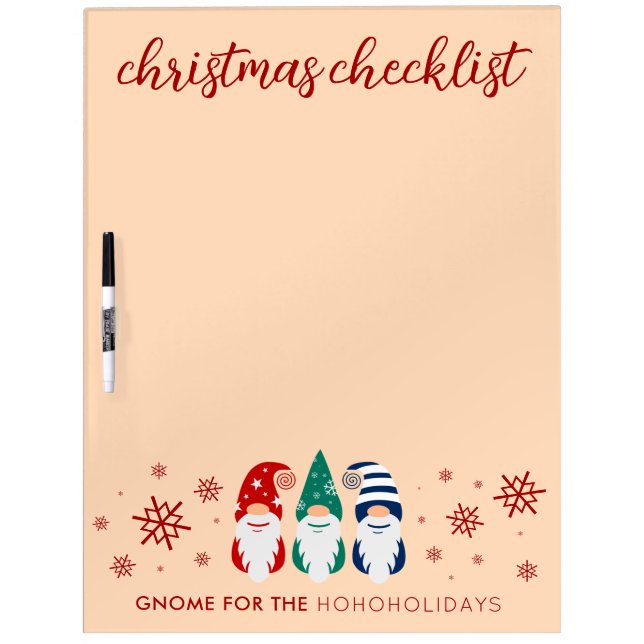 Hygge Christmas Gnome for the Holidays Snowflakes Dry Erase Board (Front)