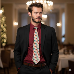 Hygge Christmas Gnome for the Holidays Snowflakes Neck Tie