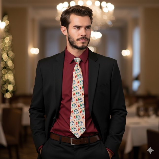 Hygge Christmas Gnome for the Holidays Snowflakes Neck Tie (Gnome for the Holidays Necktie Cover Photo)