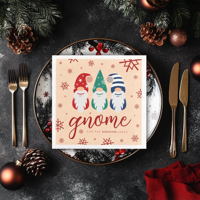 Hygge Christmas Gnome for the Holidays Snowflakes Paper Dinner Napkins (Gnome for the Holidays Paper Dinner Napkins Cover Photo)