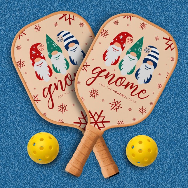 Hygge Christmas Gnome for the Holidays Snowflakes Pickleball Paddle (Funny Christmas Gnome(s) for the Hohoholidays Pickleball Paddle Cover Photo.)