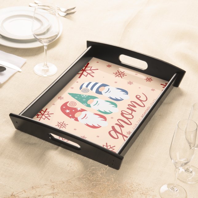 Hygge Christmas Gnome for the Holidays Snowflakes Serving Tray (Front)