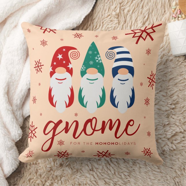 Hygge Christmas Gnome for the Holidays Snowflakes Throw Pillow (Blanket)