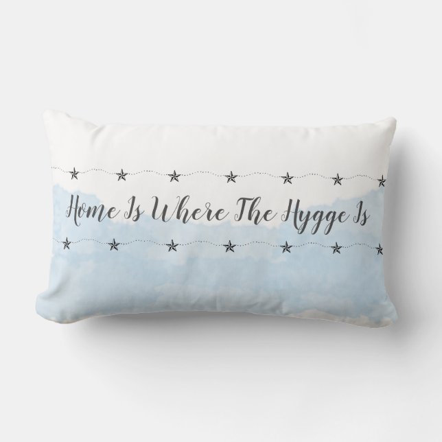 Hygge Cozy Home Quote & Brushstrokes Lumbar Pillow (Front)