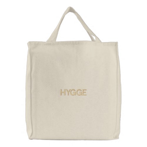 Hygge Danish Typography Organic Cotton Embroidered Embroidered Tote Bag