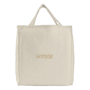 Hygge Danish Typography Organic Cotton Embroidered Tote Bag