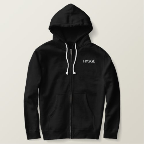 Hygge Danish Word Custom Embroidered Zip Hoodie