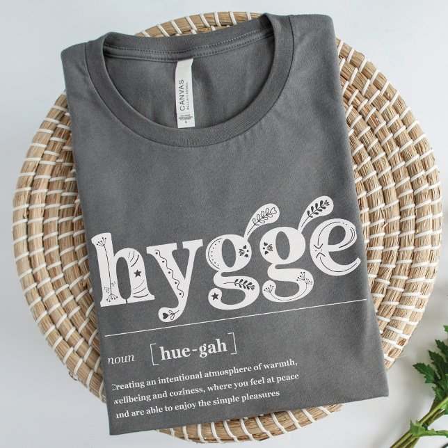 Hygge Definition Nordic Floral Cozy Inspirational T-Shirt (Hygge Definition Cozy Danish Scandinavian comfort inspirational meaning t-shirt gift  asphalt gray)