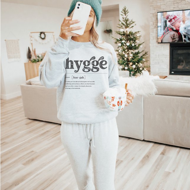 Hygge Definition Quote Scandanavian Cozy Season Sweatshirt (Cute minimalist Hygge definition meaning cozy ash gray sweatshirt, Christmas gift, Danish Nordic art)