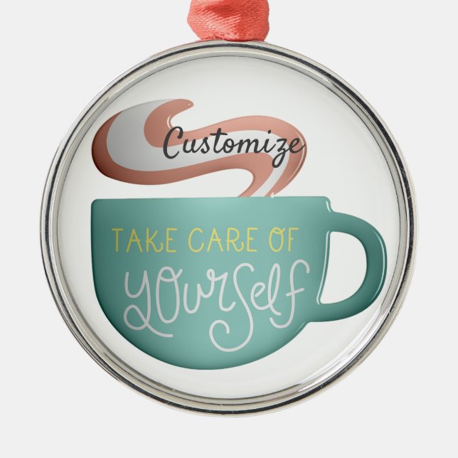 Hygge Drink Self-Care Thunder_Cove Metal Ornament (Front)