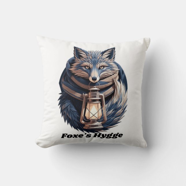 Hygge Ember Fox T-Shirt | Outsmarted Winter Throw Pillow (Front)