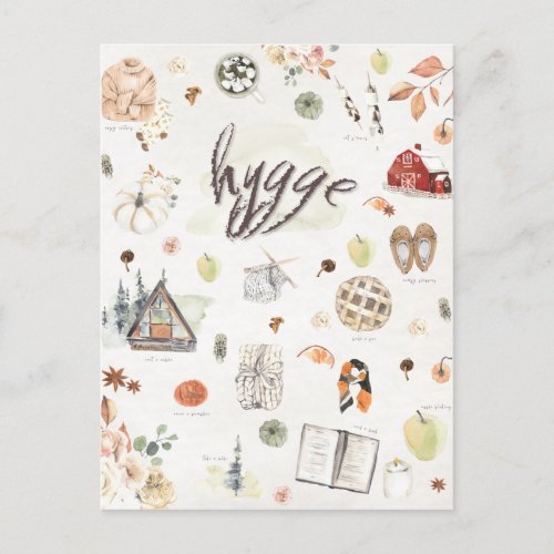 Hygge Fall Autumn October  Postcard