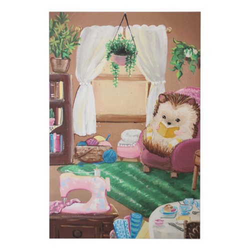 Hygge Hedgehog Faux Canvas Print