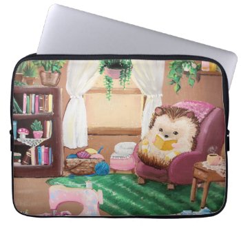 Hygge Hedgehog Laptop Sleeve by CreativeClutter at Zazzle
