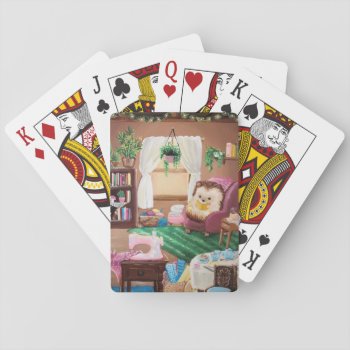 Hygge Hedgehog Playing Cards by CreativeClutter at Zazzle